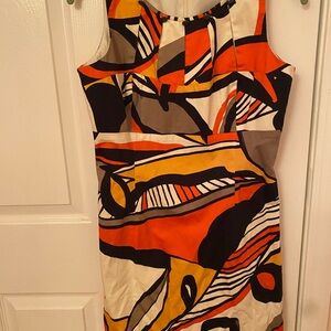 Nine West Orange and Black Abstract Mini Dress